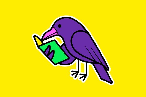 desenho de um corvo a ler