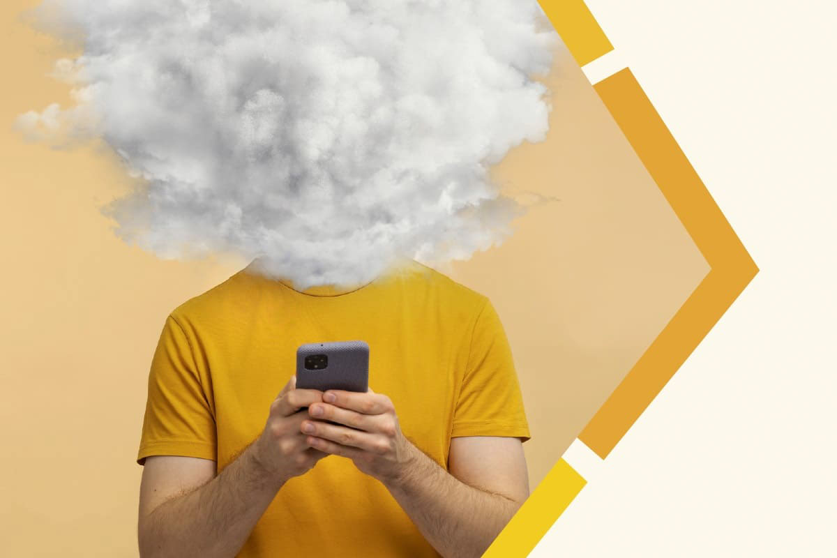 pessoa com tm e cabeça coberta por nuvem