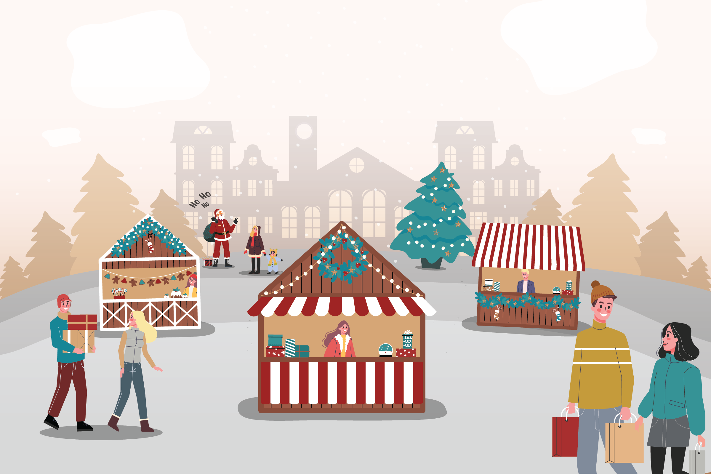 ilustração de um mercado de natal