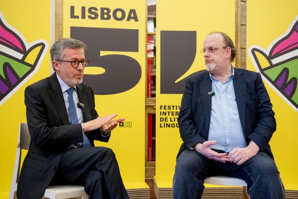 Carlos Moedas, presidente da CML, e Pedro Mexia, curador do Lisboa 5L - Biblioteca Palácio Galveias