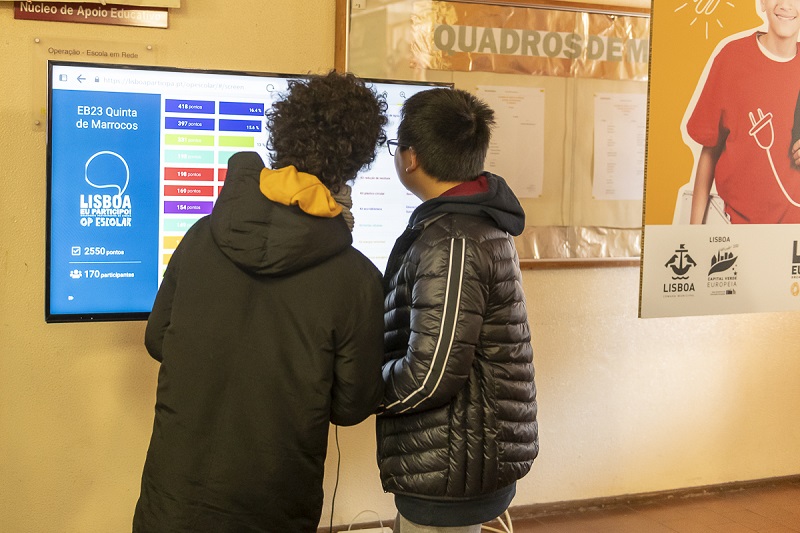 Votação no Orçamento Participativo Escolar, dedicado ao Ambiente, na Escola Básica Quinta de Marrocos, em Benfica